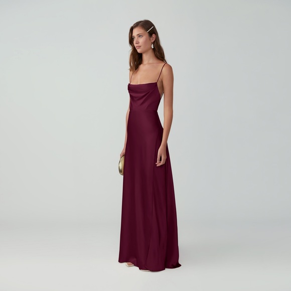 Fame and Partners Strappy Draped Gown in Wine color - Picture 2 of 16